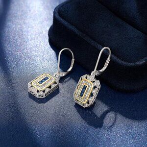 💙 Vintage-Inspired Blue Sapphire Earrings - 925 Sterling Silver